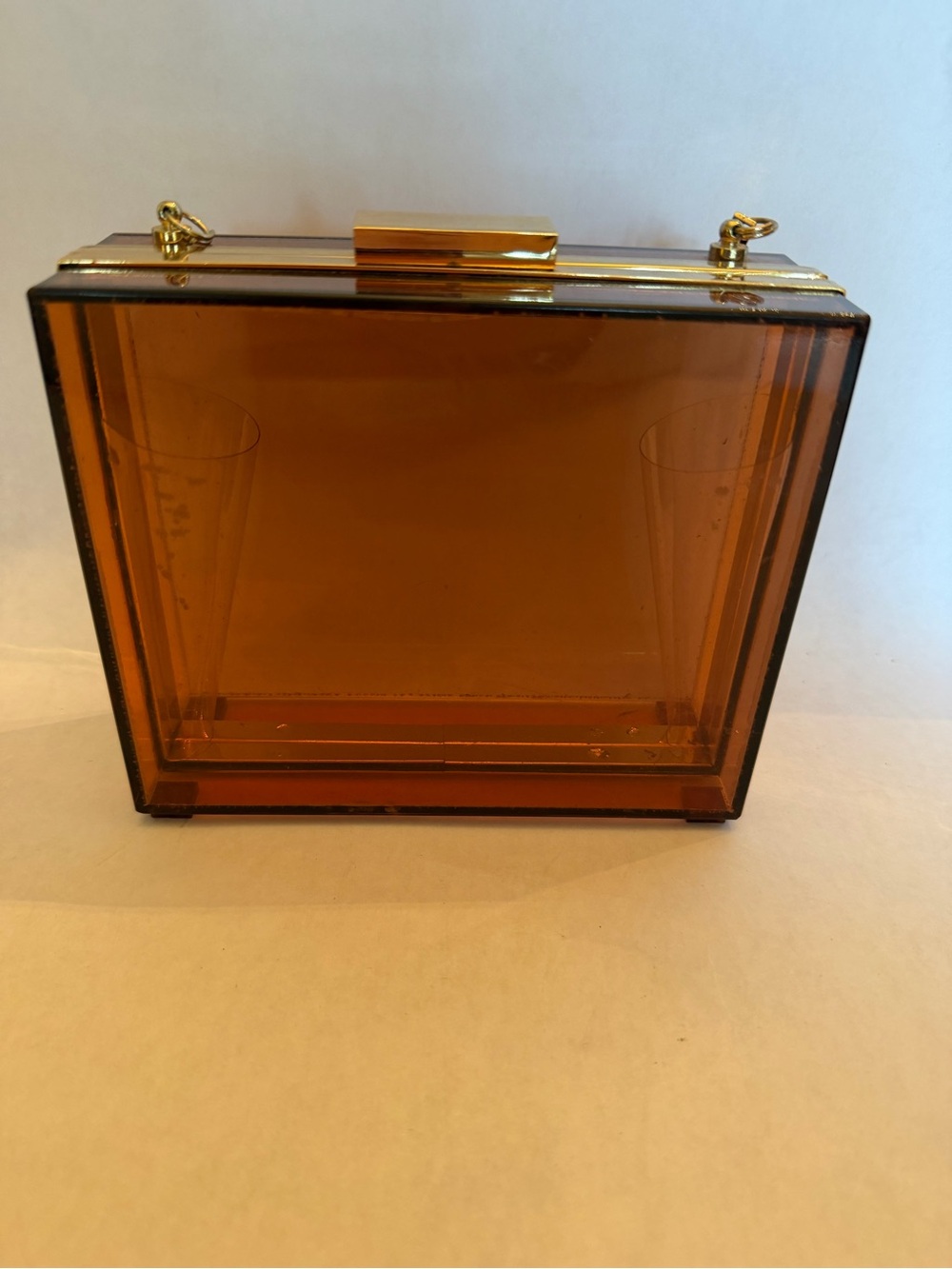 Amber Acrylic Box Clutch with Gold Hardware